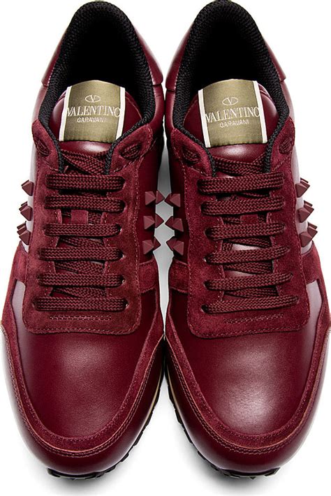 burgundy designer sneakers